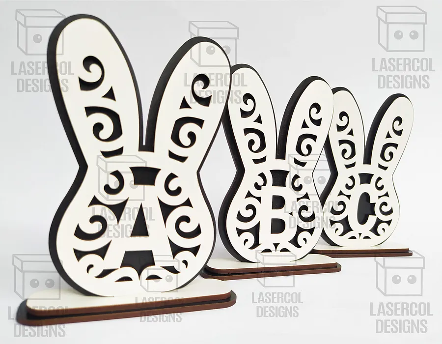 Easter Bunny Monogram Set 3 (3 Sizes) - Laser Cut Files product image (8)