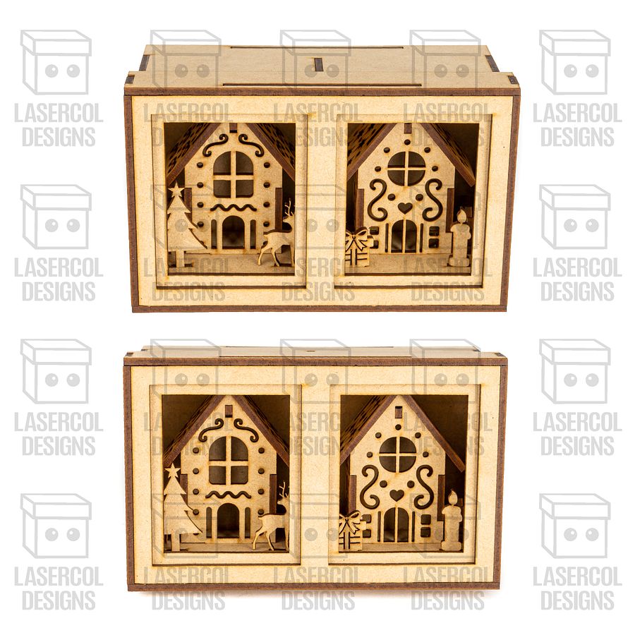 Christmas Houses Ornaments Boxes Set 2 (8 Houses Styles) - Laser Cut Files product image (7)