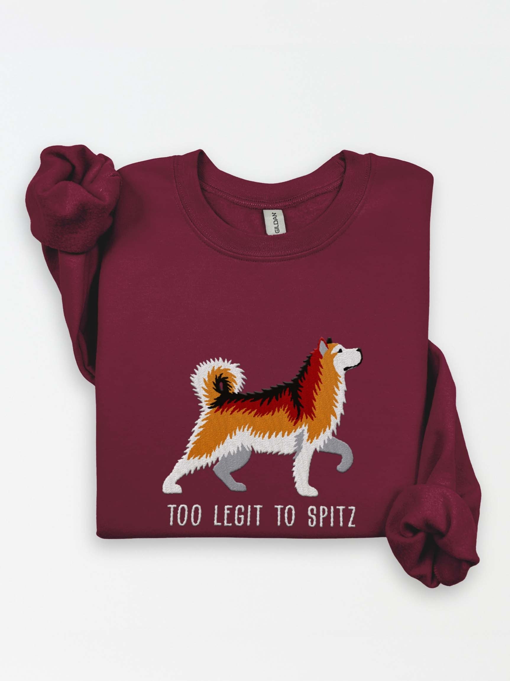 Too Legit to Spitz Sweatshirt (Embroidered) of an Alaskan Malamute(Sable & White) product image (1)