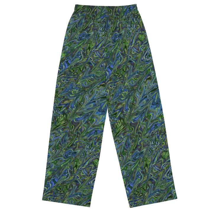 Green Blue Liquid Abstract Wideleg Pants product image (1)