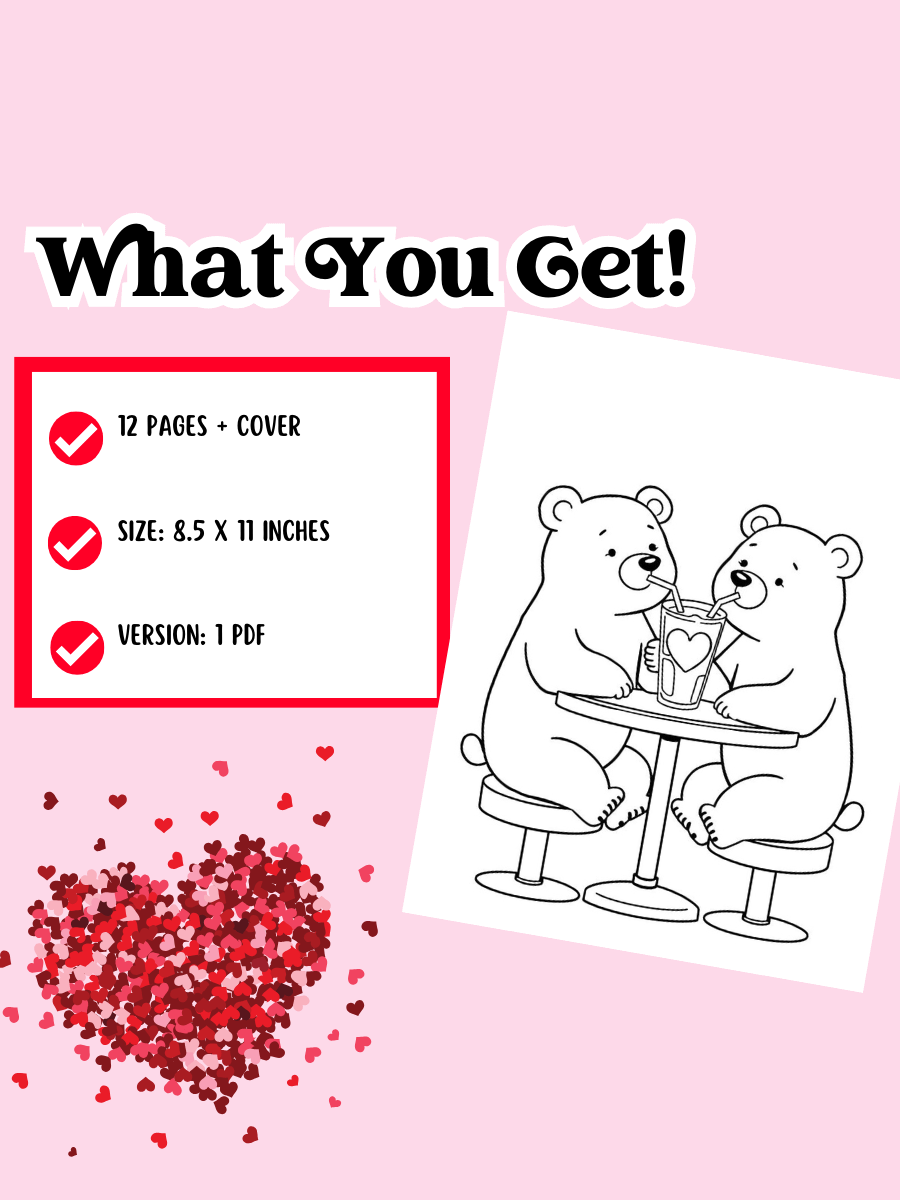 VALENTINE BEAR COLORING PAGES product image (4)