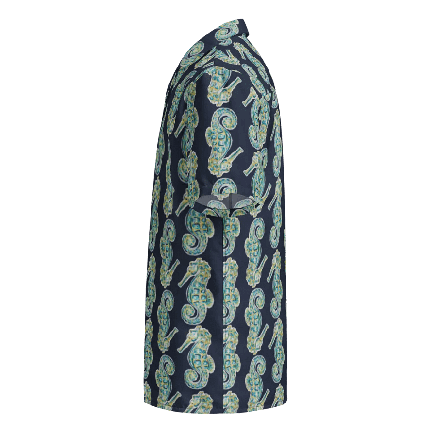 Women's | Ocean Majesty | Painted Seahorses on Navy | Hawaiian Shirt | Coastal Cool & Bold Hues product image (4)