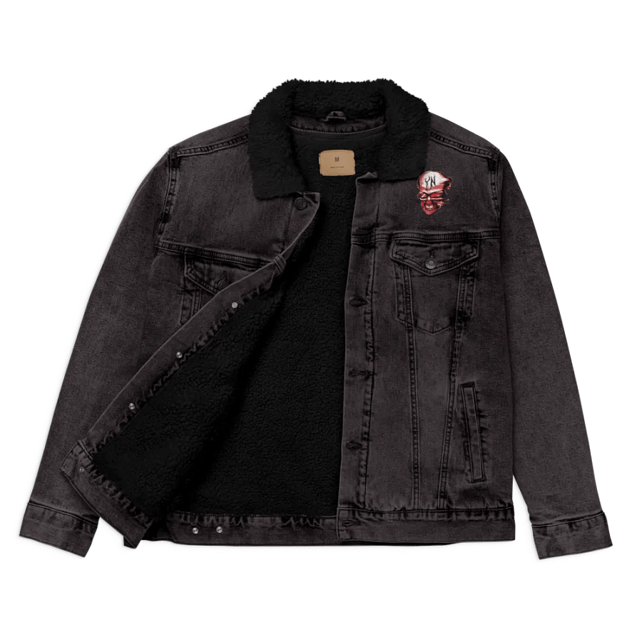 YN skull Logo RED Denim Sherpa Jacket product image (2)