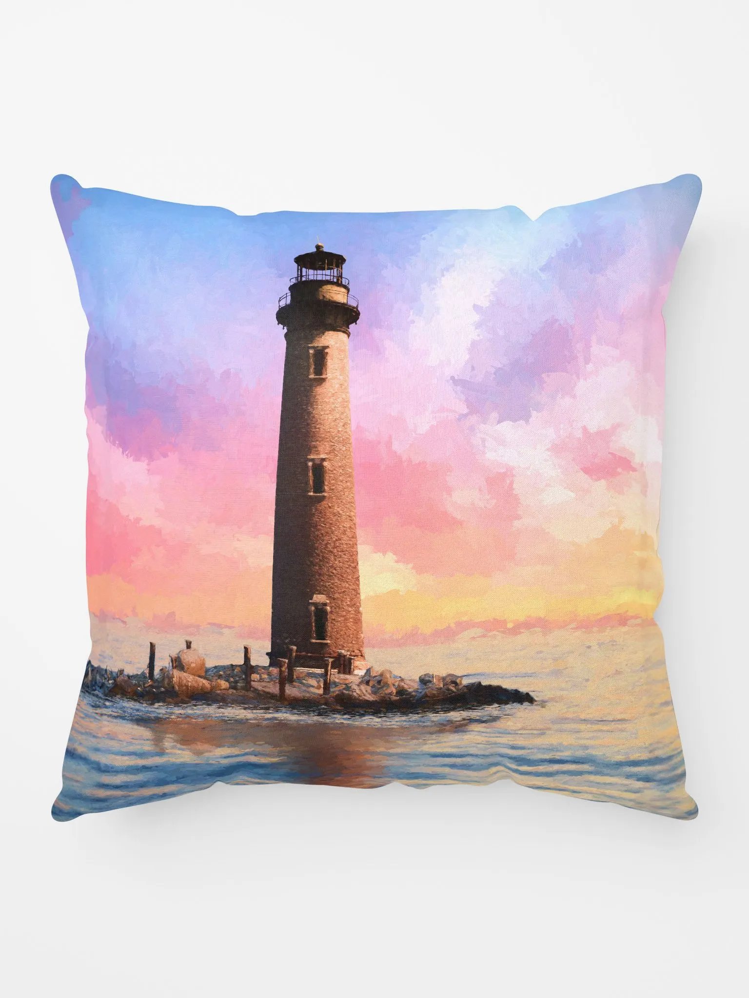 Sand Island Lighthouse – Mobile Alabama Throw Pillow product image (1)