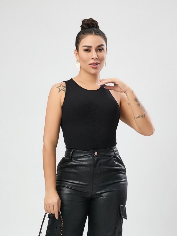 Wholesale high quality sexy high stretch solid color backless tight sleeveless vest product image (1)