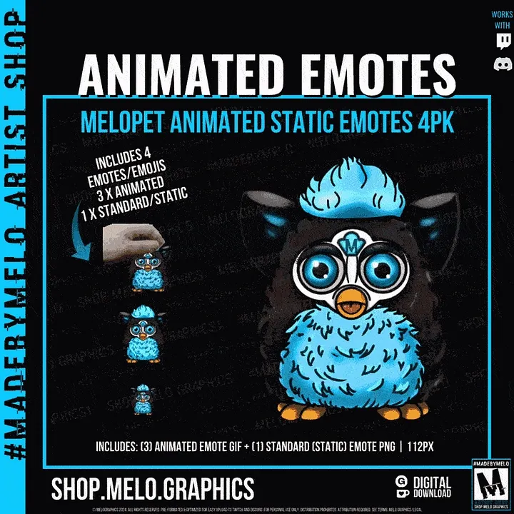 MELOpet- Animated & Standard Emotes 4pk | #MadeByMELO product image (1)
