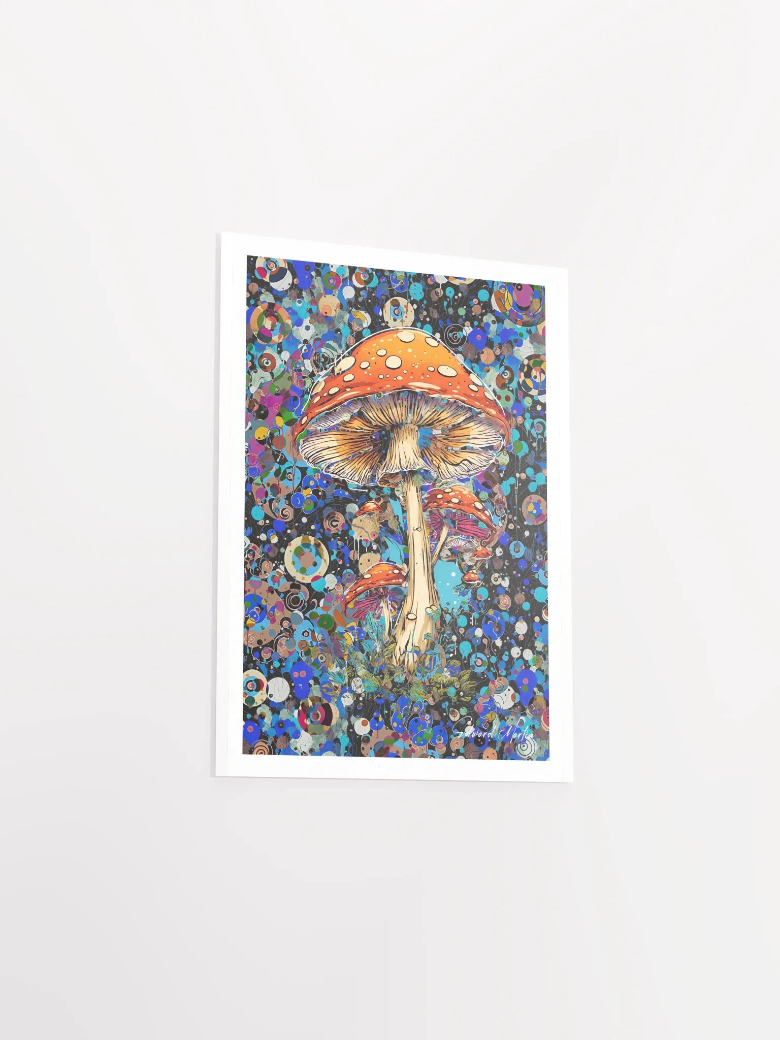 'Mystic Journey' by Edward Martin: Mixed Media Collage:Vibrant Mushroom Fantasy Poster product image (4)