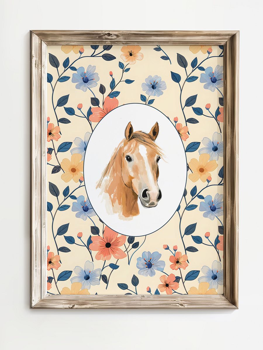 Horse on Boho Wildflower Pattern product image (1)