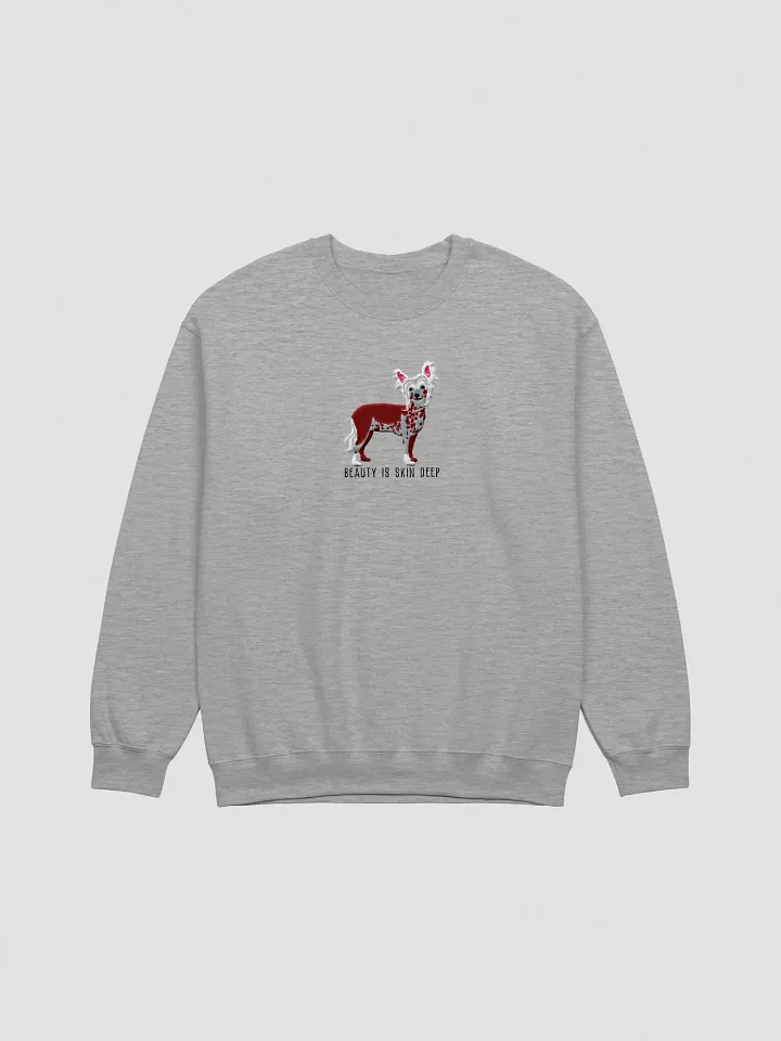 Beauty Is Skin Deep Sweatshirt (Embroidered) of a Chinese Crested Dog(Chocolate) product image (1)