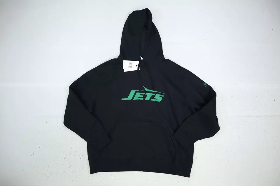 New York Jets Nike Rewind Club Pullover Hoodie Logo Sweatshirt Black Mens 2XL product image (2)