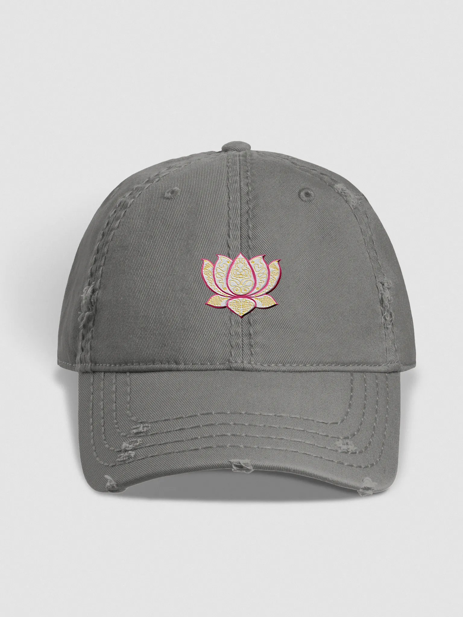 Golden Lotus Distressed Dad Hat product image (1)