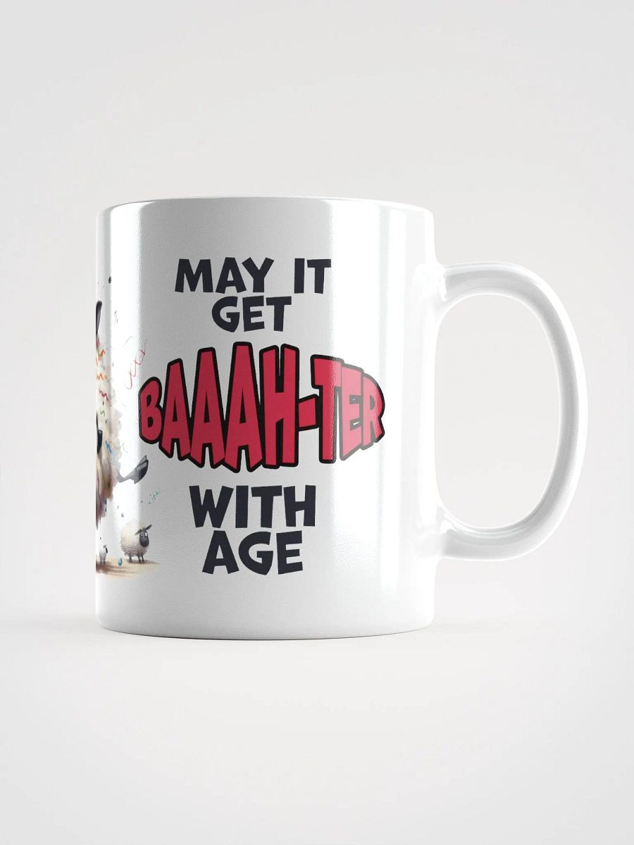 "The best friend-sheep ever! May it get baah-ter with age." White glossy mug product image (6)