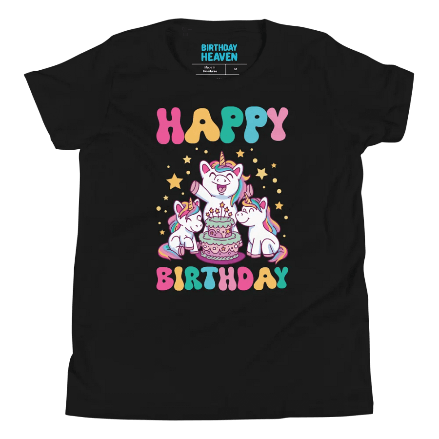 Happy Birthday (Unicorns With Birthday Cake) T-Shirt For Kids product image (4)