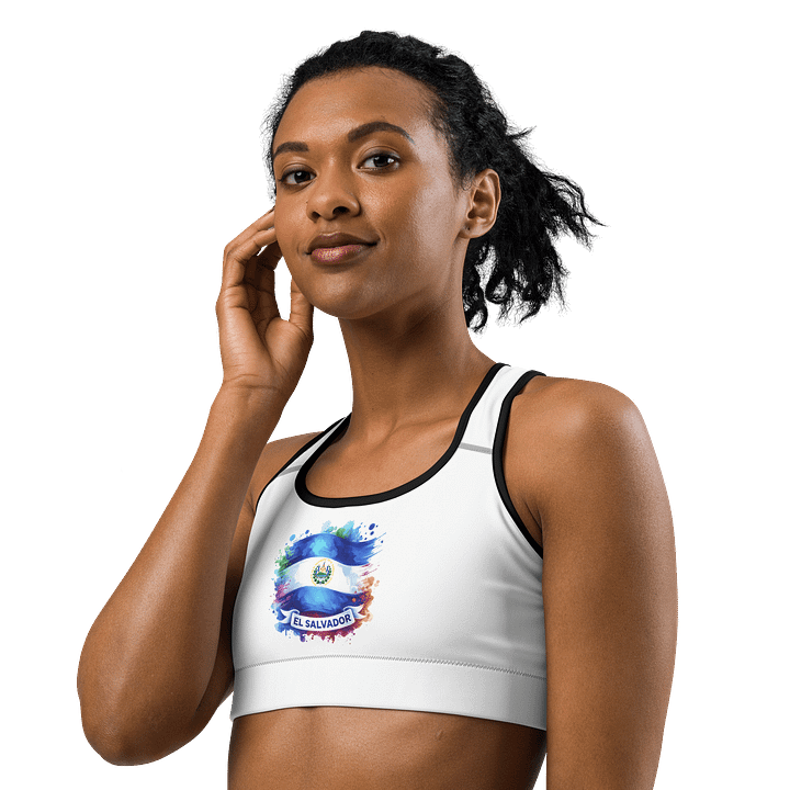 Vibrant El Salvador Flag All-Over Print Sports Bra product image (2)