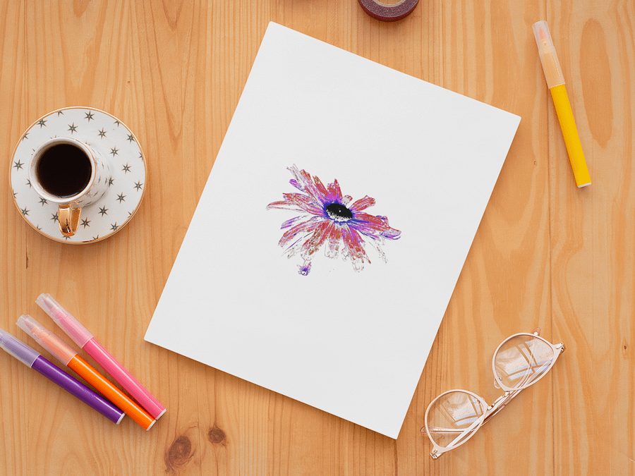 Abstract Red and White Distressed Daisy Flower Kiss Cut Sticker product image (3)