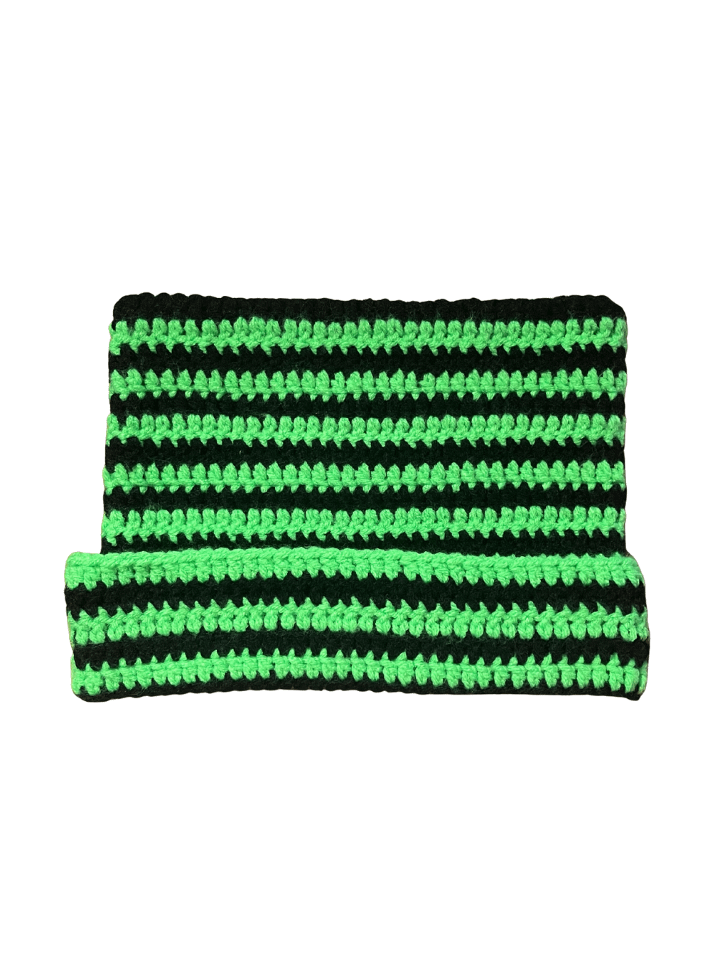 Black and Neon Green Striped Cat Ear Beanie product image (2)