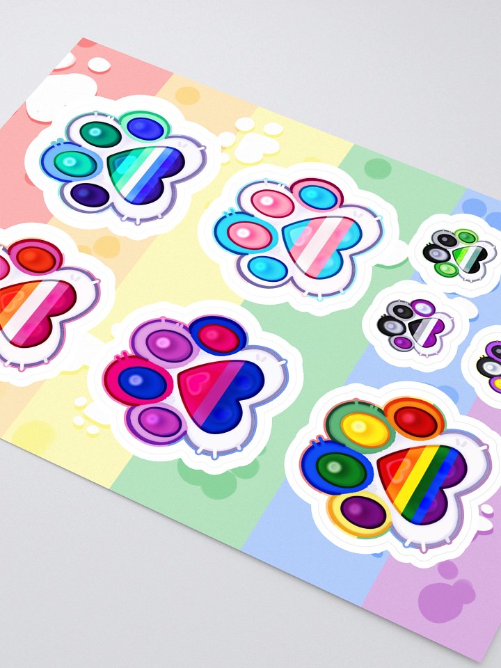 LGBTQ+ Medley Pride Paw Prints Sticker Sheet product image (2)