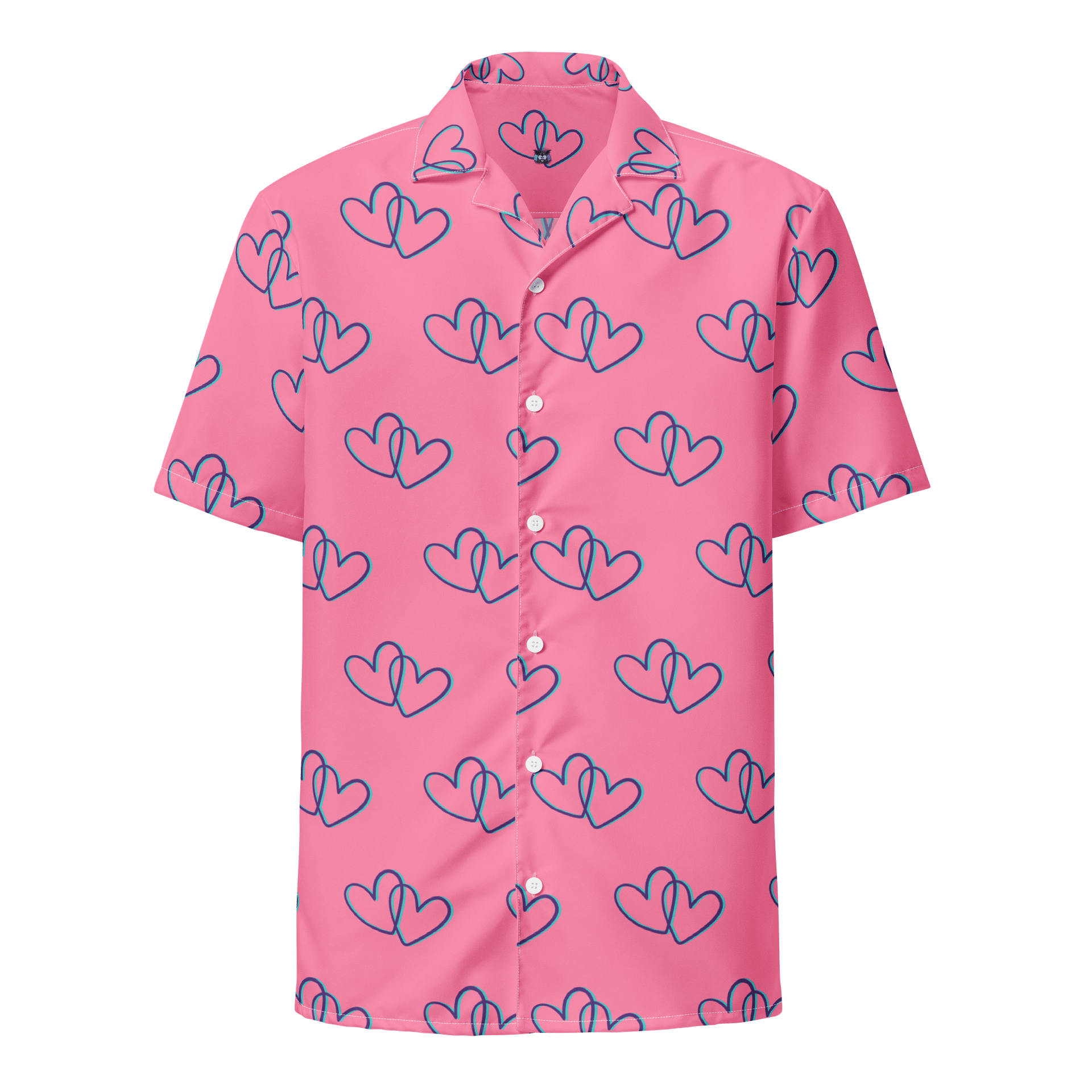 Pink Heart Button-Up Shirt product image (1)
