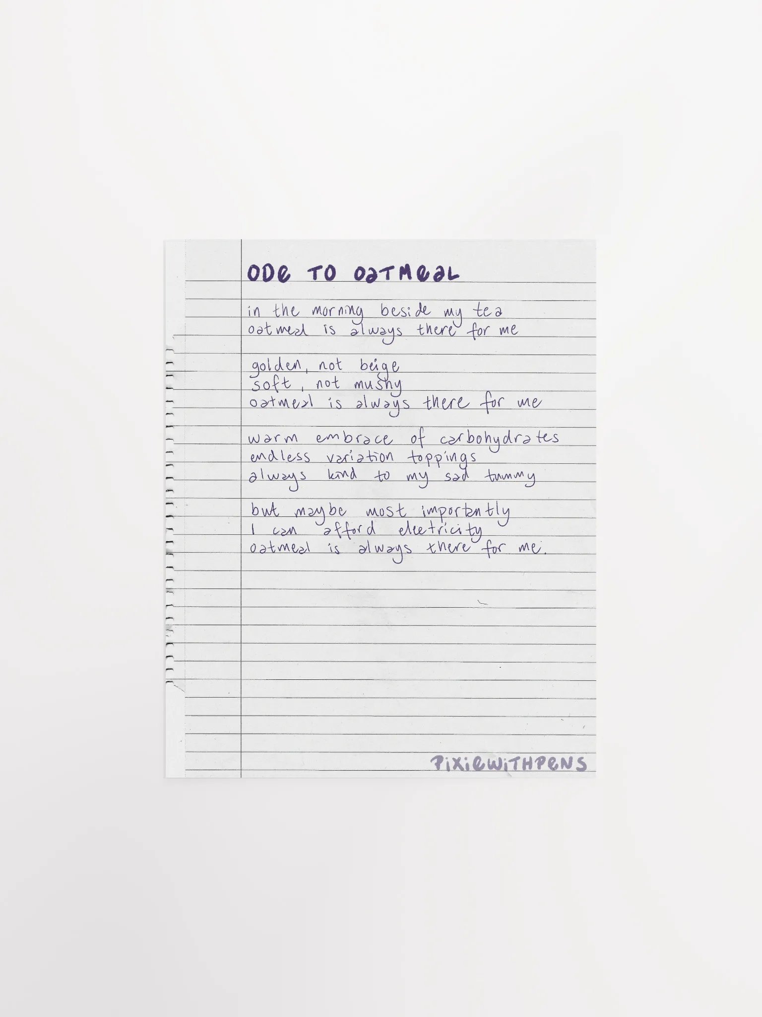 poem poster ODE TO OATMEAL product image (1)