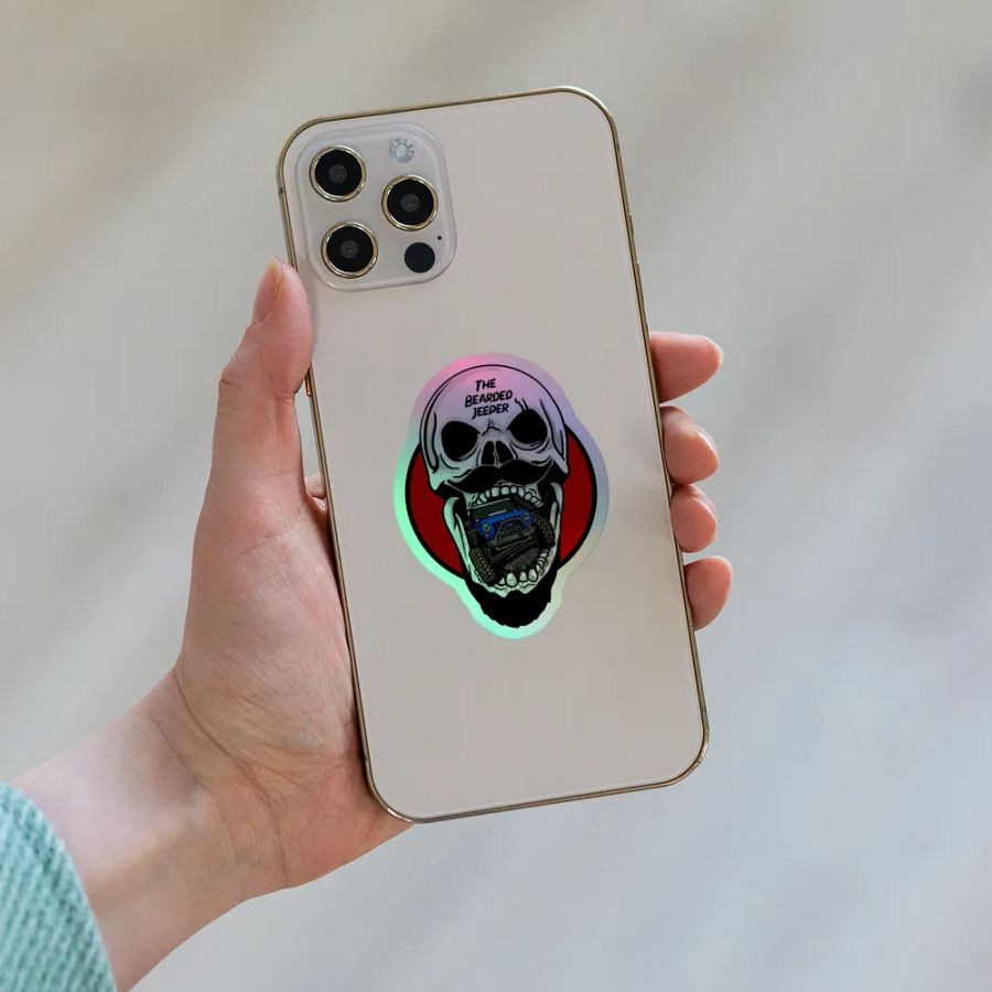 Bearded Jeeper Skull & Jeep Holographic Sticker product image (8)