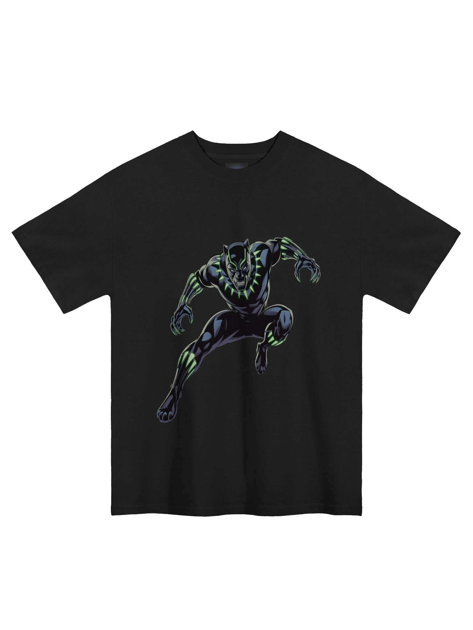Black Panther Vibranium Glow Oversized Faded T-Shirt – Neon Claw Eclipse product image (3)
