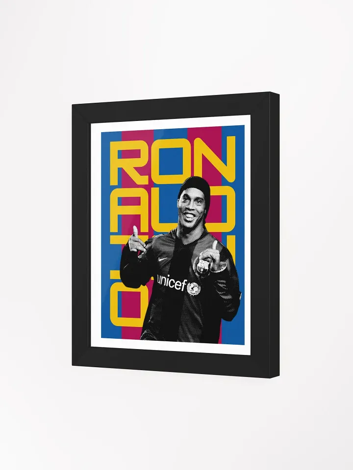 Ronaldinho BW Barcelona Name Art Framed Print product image (1)