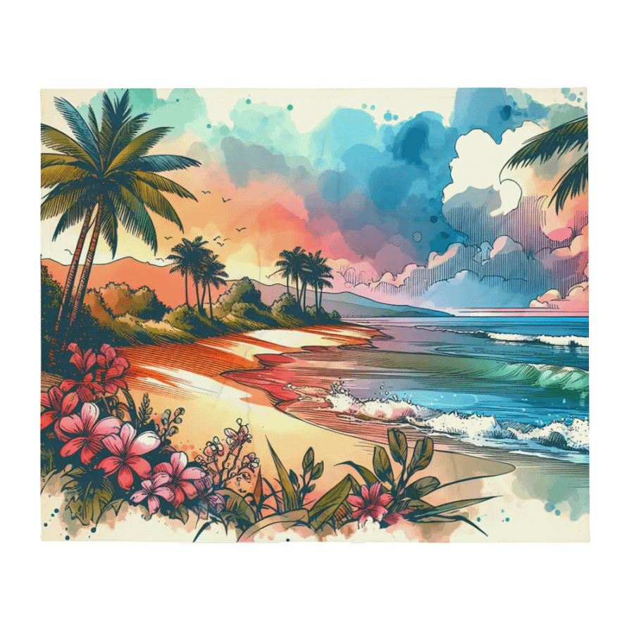 Stunning Beach Watercolor Throw Blanket product image (3)