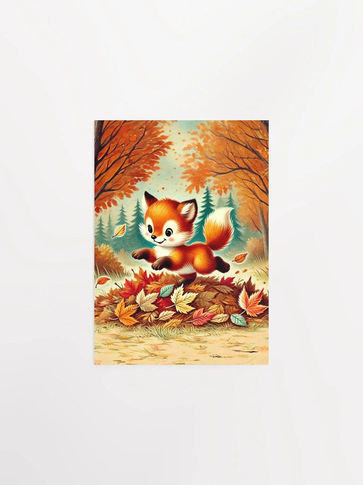 Adorable Fox Jumping in Leaves Autumn Premium Prints and Posters product image (2)