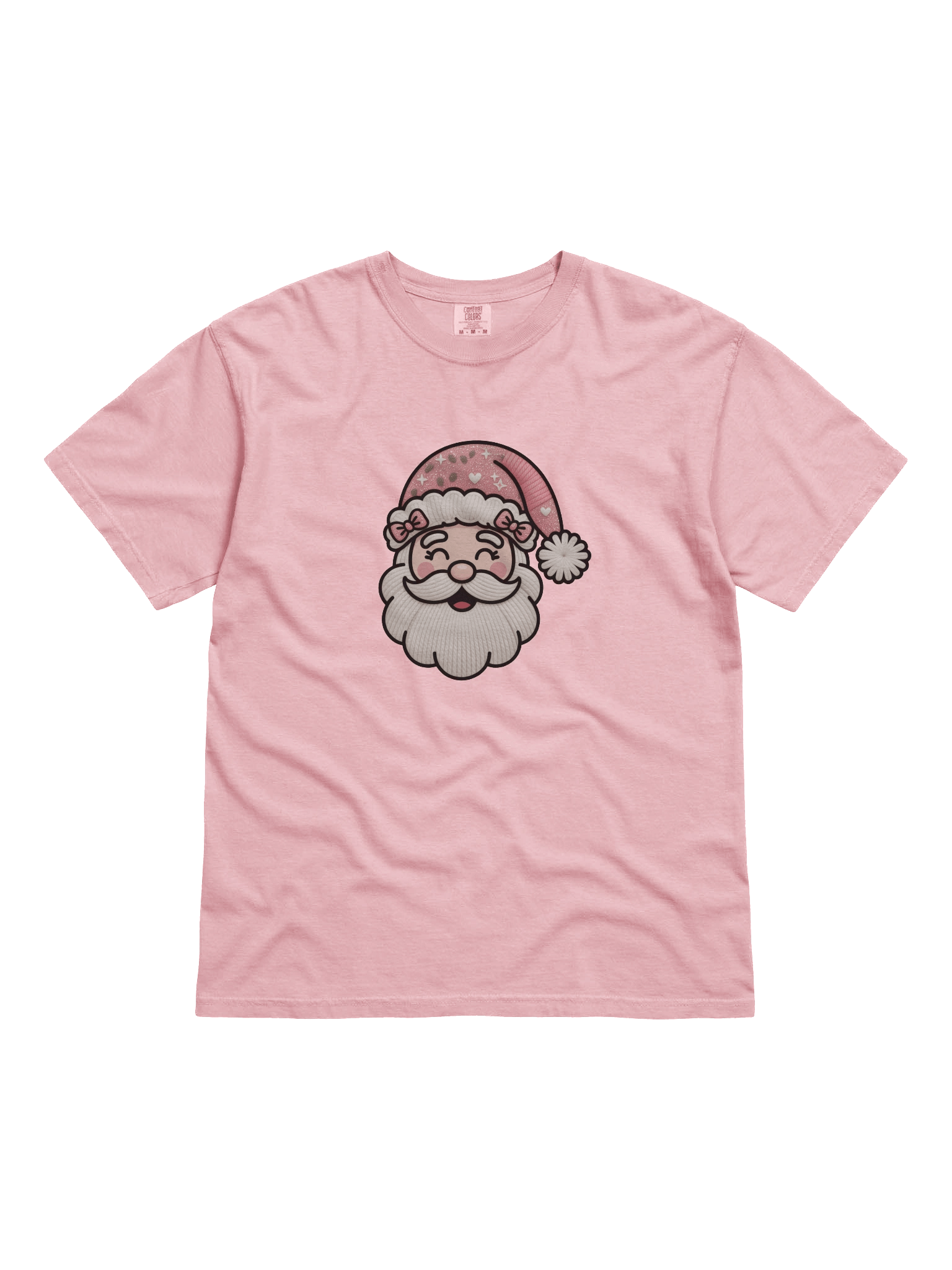 Pastel Pink Santa T-Shirt | Aesthetic Cozy Christmas Graphic Tee product image (1)