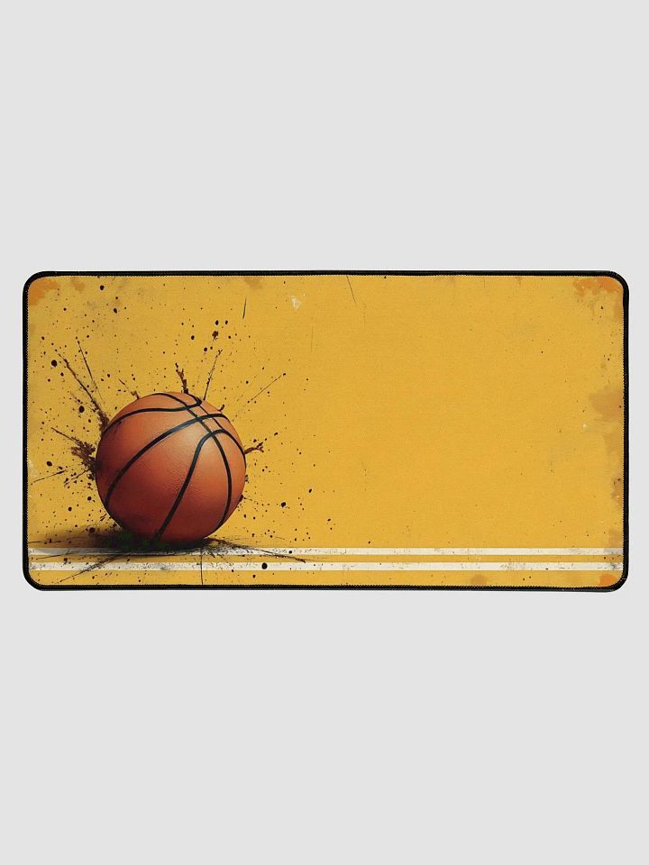 Dynamic Basketball Splatter Desk Mat - Bold Yellow Art product image (1)