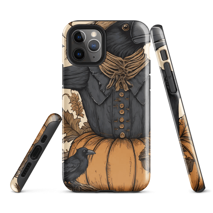 Tough Phone Case for iPhone® - Whimsical Harvest Scarecrow with Crows product image (1)