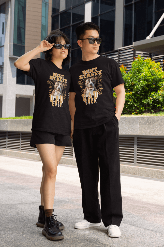 Yellow Best Staffy Dad Ever Regular Fit T-shirt product image (4)
