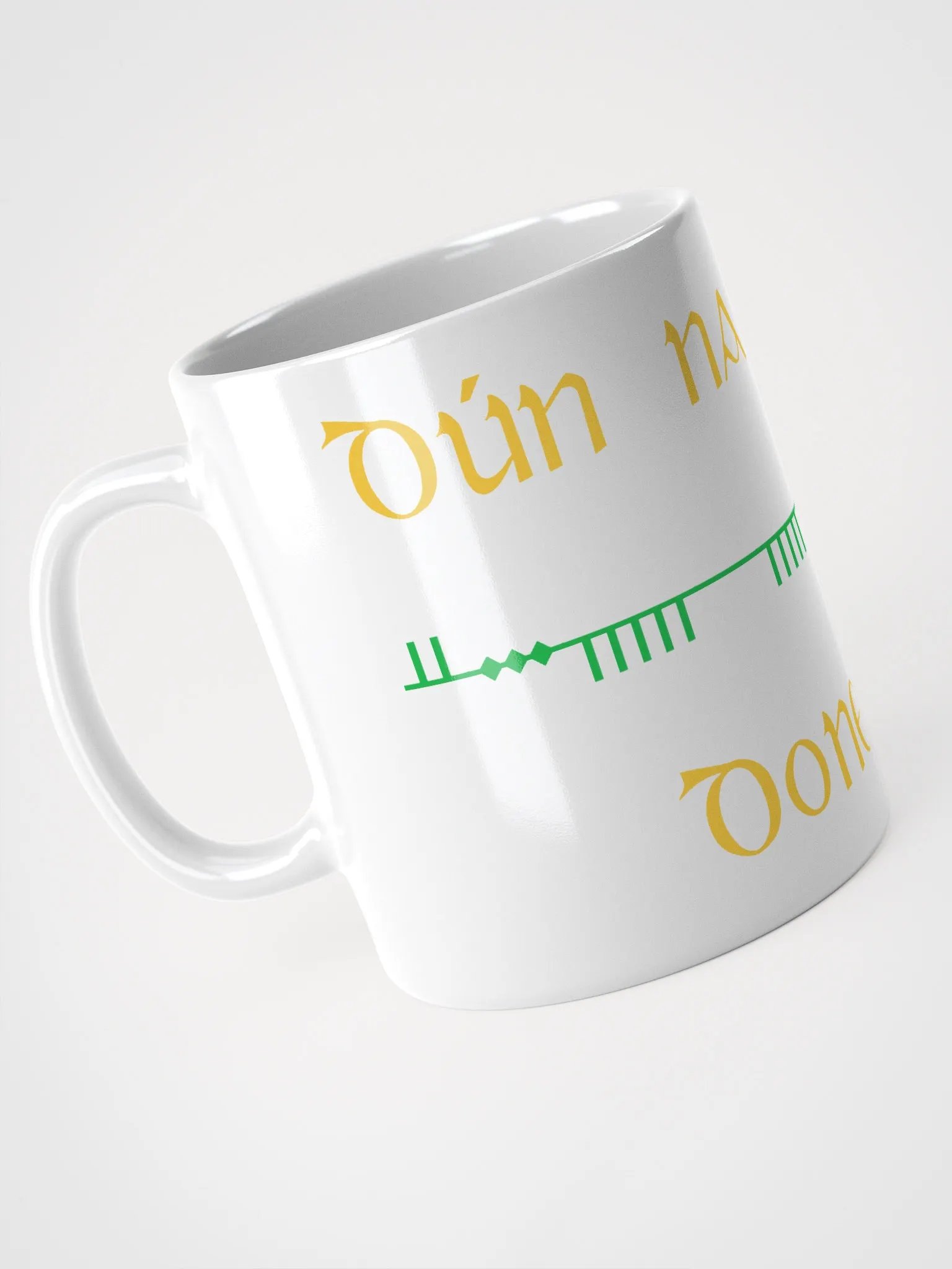 Donegal/Dún na nGall, Scholastic style ogham White Glossy Mug product image (3)