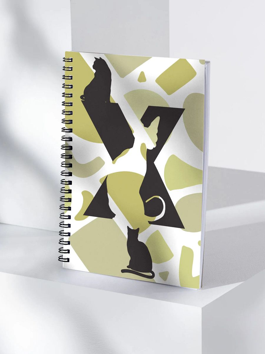 Monogram Letter X Cat Lover Geometric Greens Notebook product image (4)