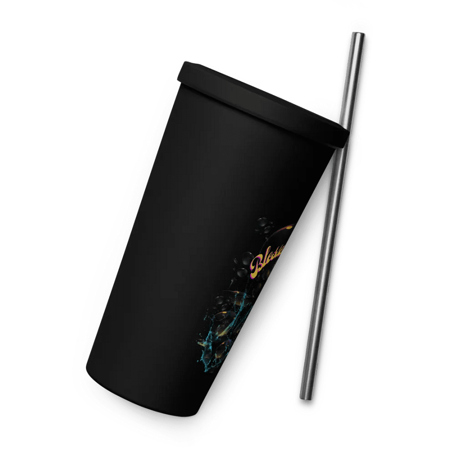 Insulated tumbler with beautiful swirly blue water splash and drops design featuring “Blessed’ product image (9)