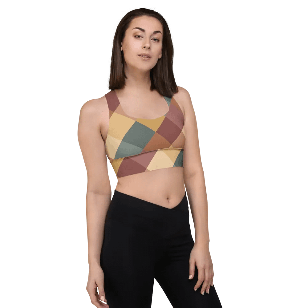 Abstract pastel geometric Longline Sports Bra product image (5)