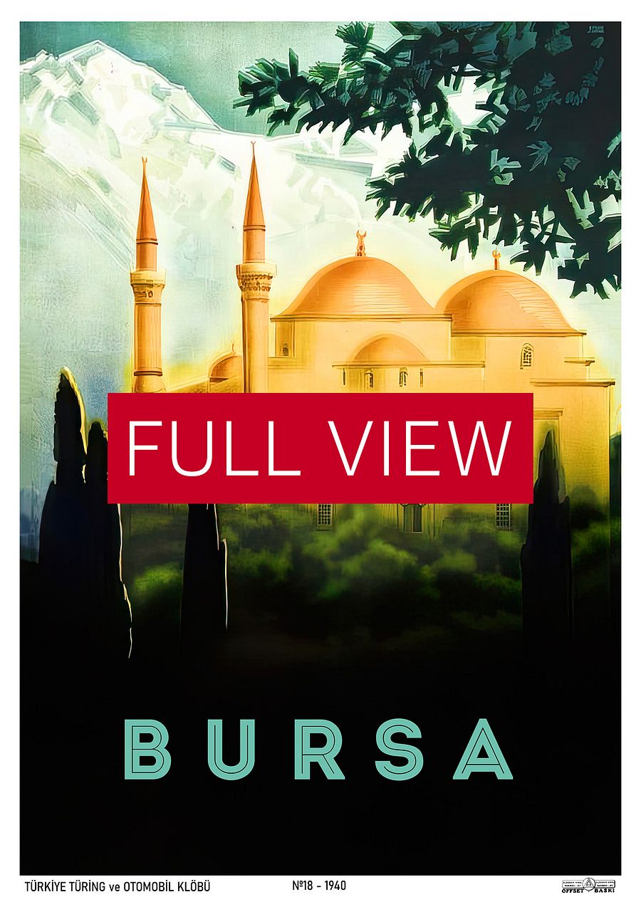 Bursa, Turkey 1940 — retro vintage travel poster product image (3)