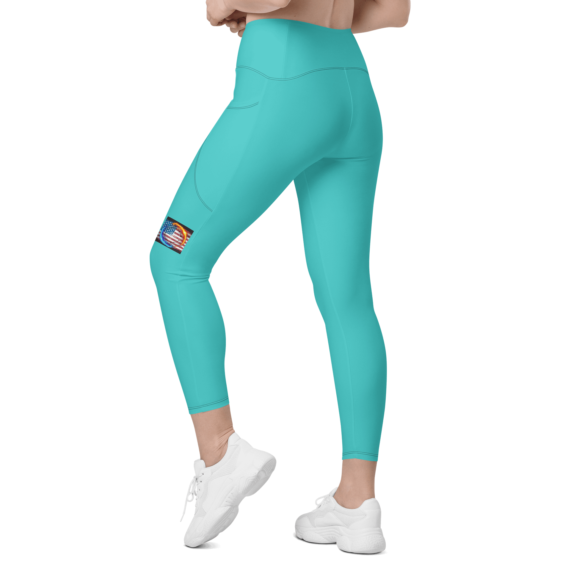 Leggings w pockets small logo turquoise product image (6)