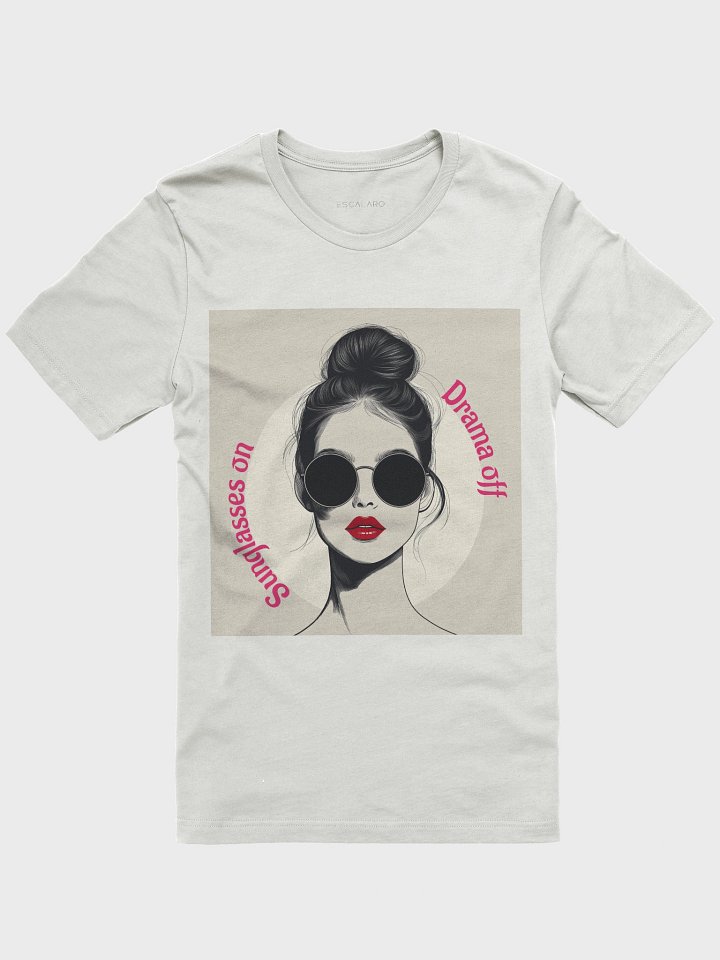 Sunglasses On Drama Off T-Shirt – Cool Retro Woman Graphic Tee with Bun and Red Lips product image (1)