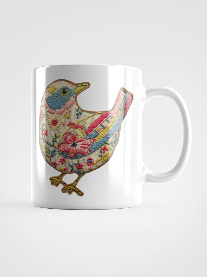 Floral Bird Embroidered Patch Mug product image (2)