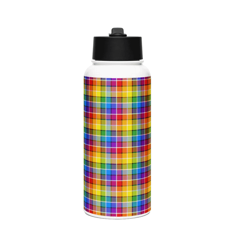 Bright Rainbow Plaid Water Bottle product image (4)