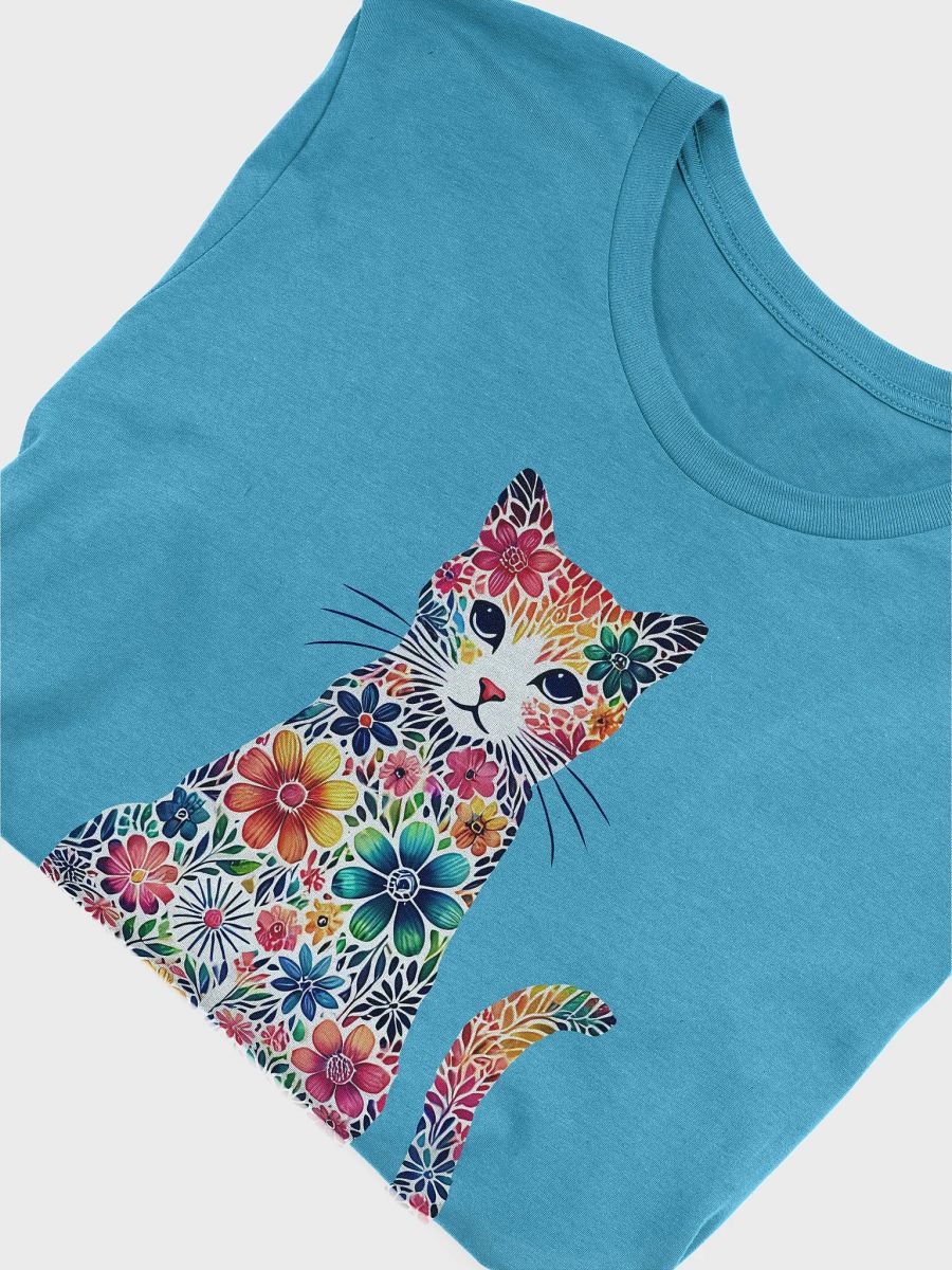Floral Cat Art T-Shirt - Vibrant and Whimsical Design product image (6)