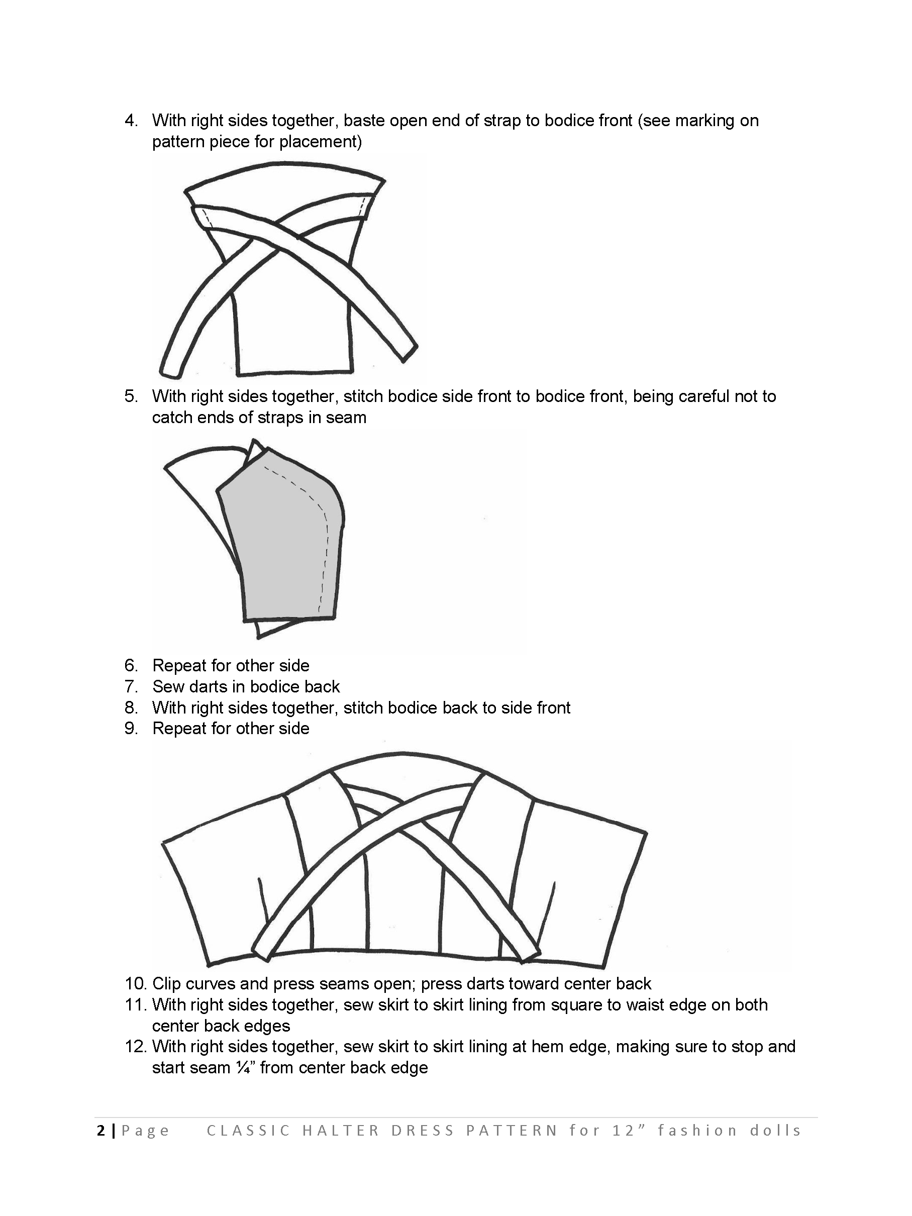 Classic Halter sewing pattern for 12" fashion dolls product image (3)