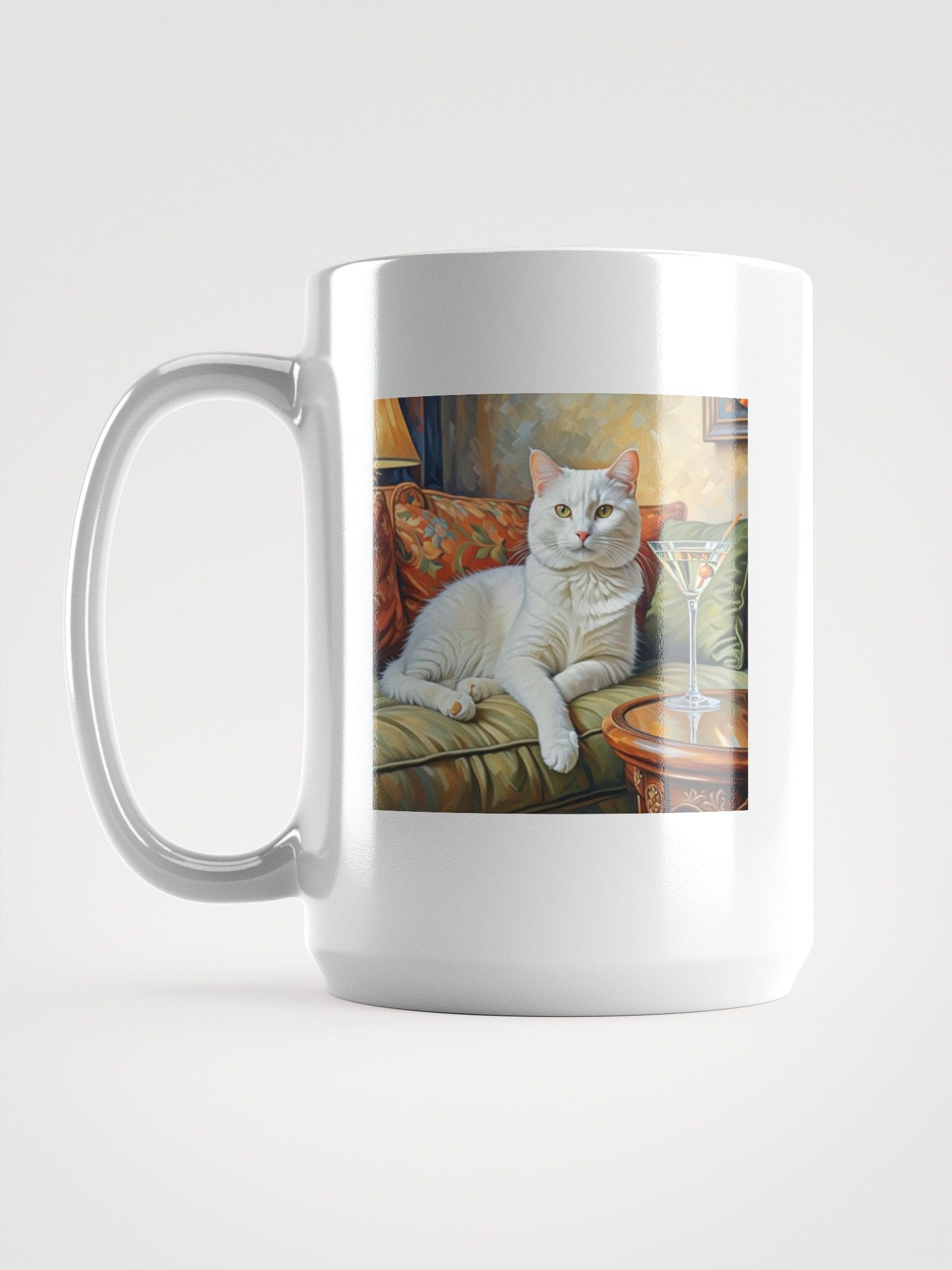 CLASSEY CAT ON COUCH NEXT TO MARTINI product image (6)