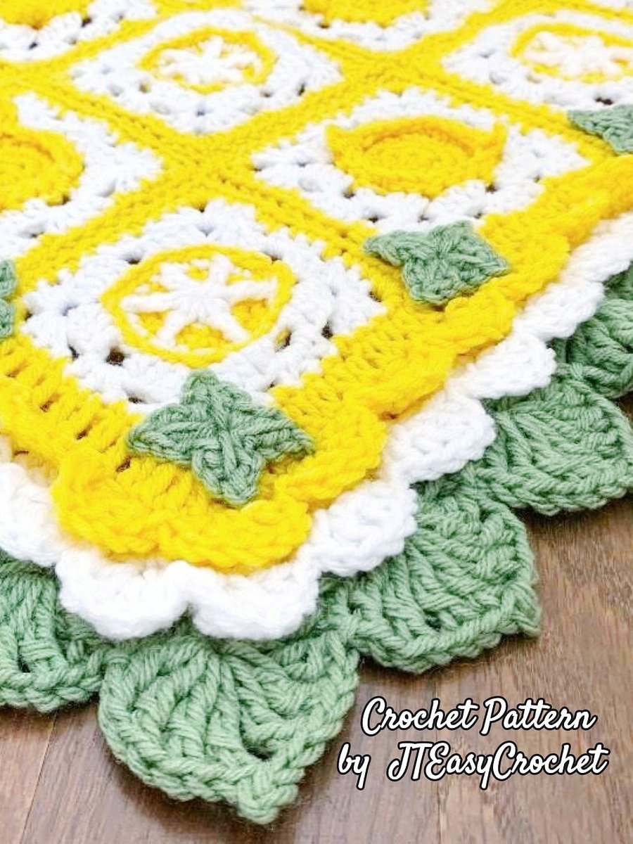 Lemon Blanket Crochet Pattern, Fruit Granny Square and Edging, PDF Instant Download product image (8)