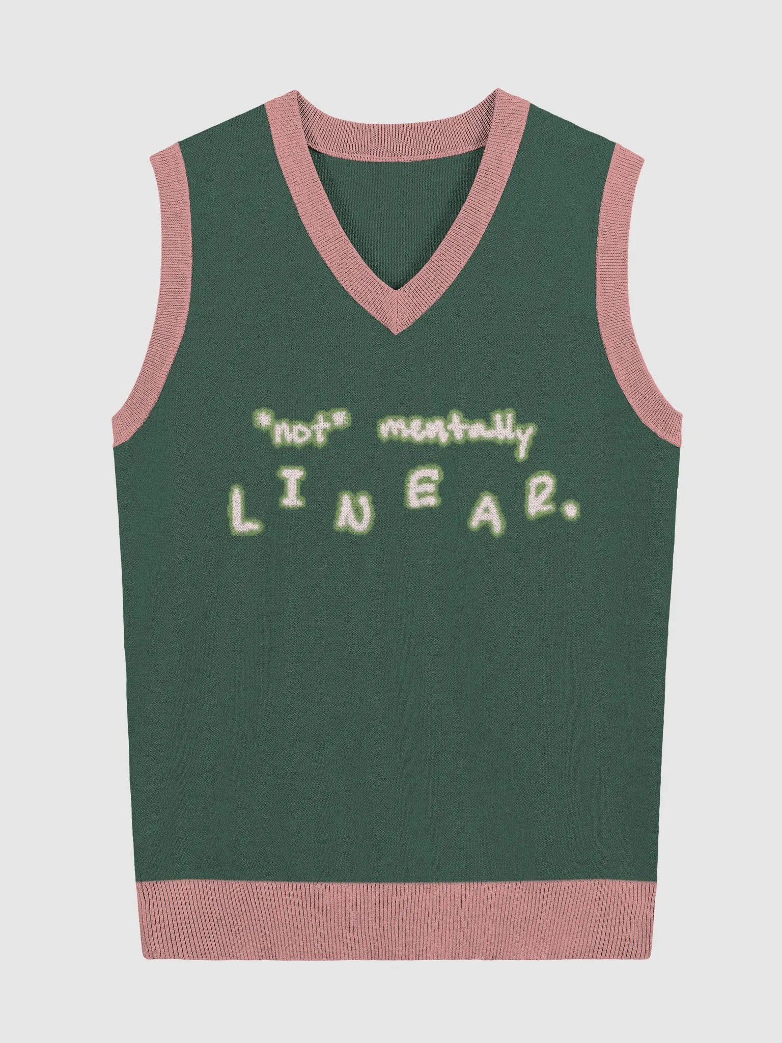 *not* mentally linear. (lg. lined design, pink and green) knitwear vest product image (3)