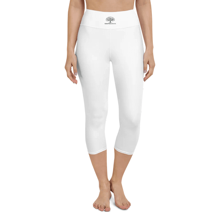 Graphic Grove Women's White Yoga Capri Leggings With Inside Pocket product image (1)
