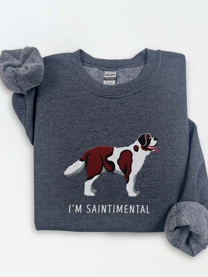I'm Saintimental Sweatshirt (Embroidered) of a Saint Bernard(Mahogany) product image (1)
