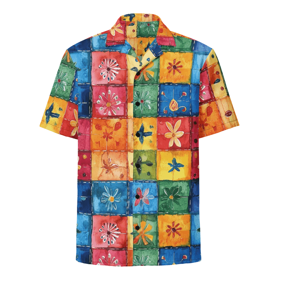 Quilt Floral Pattern: Seamless Papel Picado Patchwork Hawaiian Shirt product image (1)