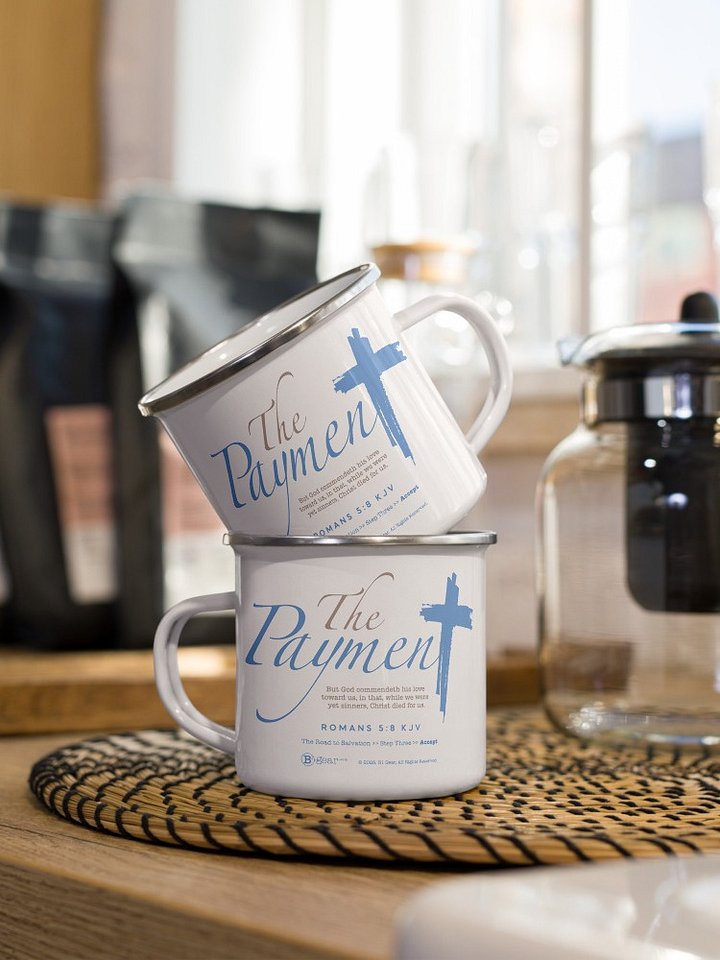 Mug, The Road to Salvation, Step 3, THE PAYMENT/Accept, Premium Enamel Mug product image (1)